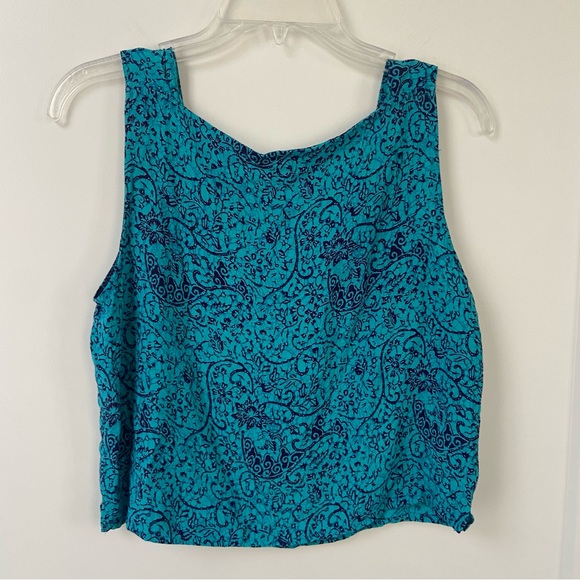 Vintage Carol Anderson Blue Rayon 2 Piece Set Wide Leg Pant Sleeveless Medium - Picture 3 of 10